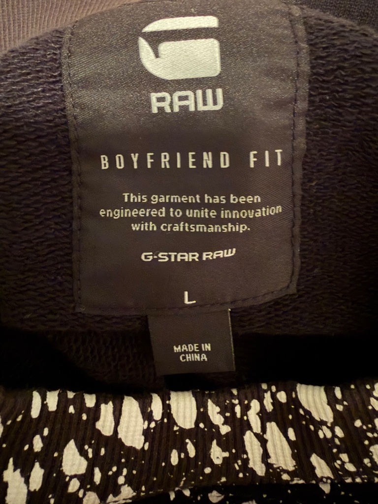 G-Star Raw Paint Splatter Crewneck Sweatshirt Black White Boyfriend Fit Size L — image 4 of 8